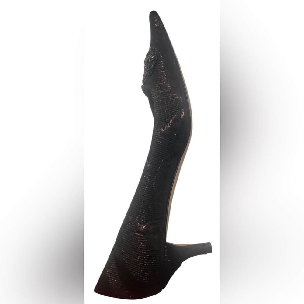 Bettye Muller Metallic Brown SZ. 6.5 Made In ITALY Elegance Kitten Heels Beaded - Picture 5 of 12